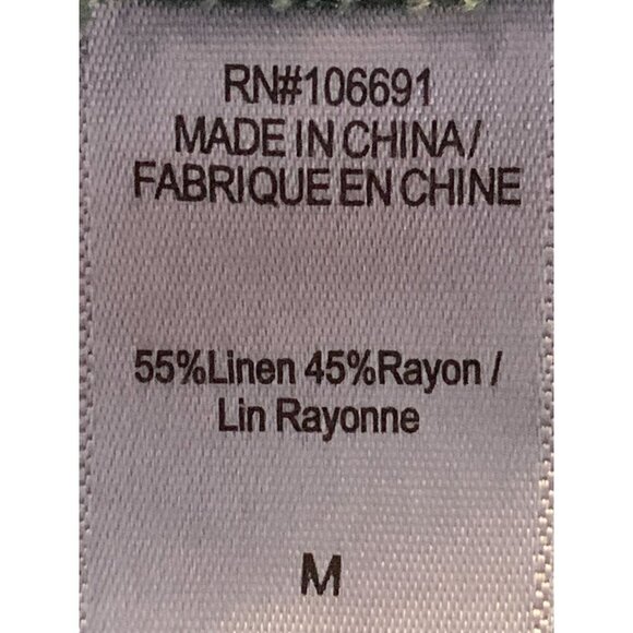 Young Fabulous Broke Wide Green Linen Pants Slits Stretch Waist Size Medium New - Picture 10 of 11